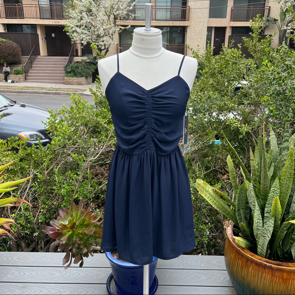 Aqua Navy Blue Chemise Dress Mini Length Women’s Size Xs